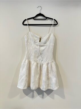 Cotton Candy White Lace-Up Spaghetti Strap Mini Dress